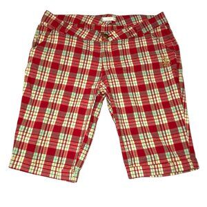 Y2K Southpole Bermuda Shorts Sz 15 Red White Plaid Summer Embroidered Logo Women